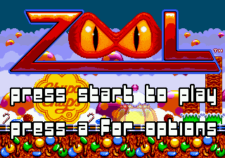Zool Ninja of the Nth Dimension title screen for Sega Genesis